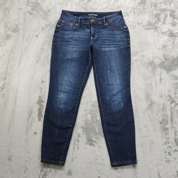 Maurices Denim - Maurices Jeans Womens M SHORT Blue Dark Wash Mid Rise Skinny Jegging Stretch